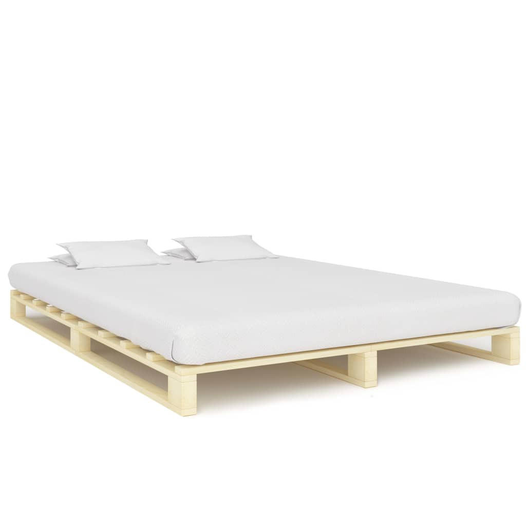 PALETTENBETT Massivholz Kiefer 140/200 Cm - Naturfarben, Holz (140/200cm) - vidaXL