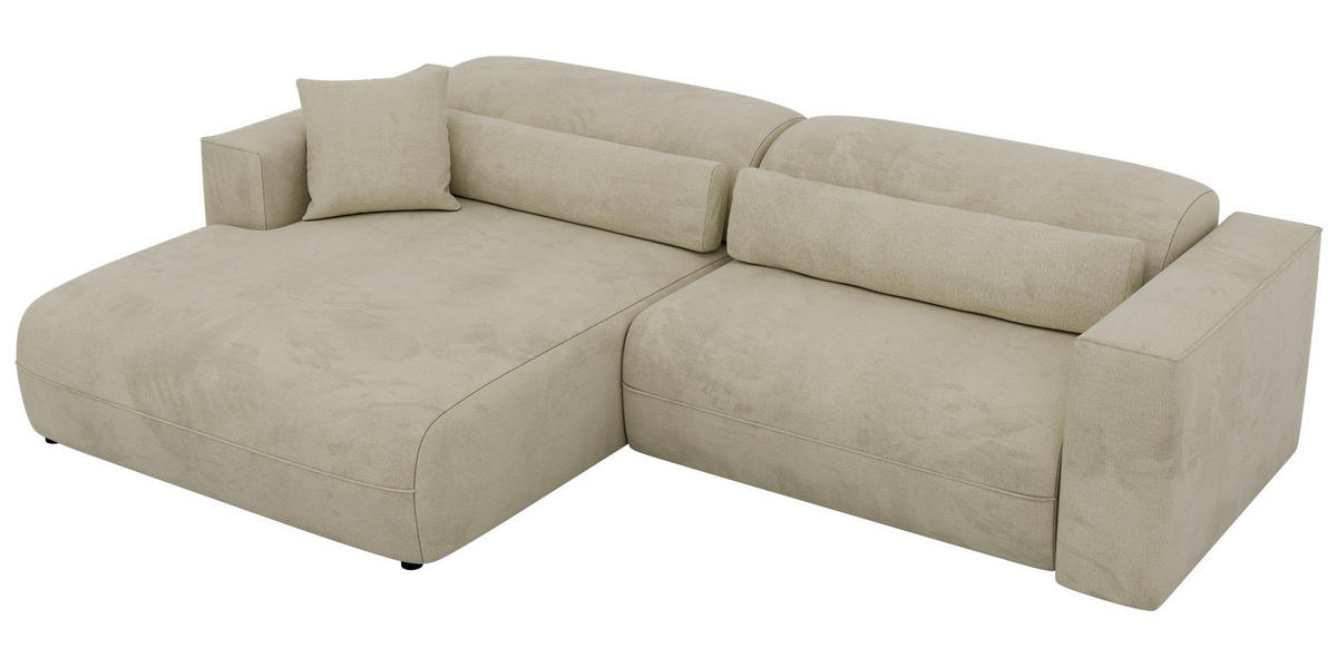ROHOVÁ SEDAČKA PAZURRO L - Béžová Samet - Vľavo - čierna/béžová, textil/plast (288/180cm) - MKS