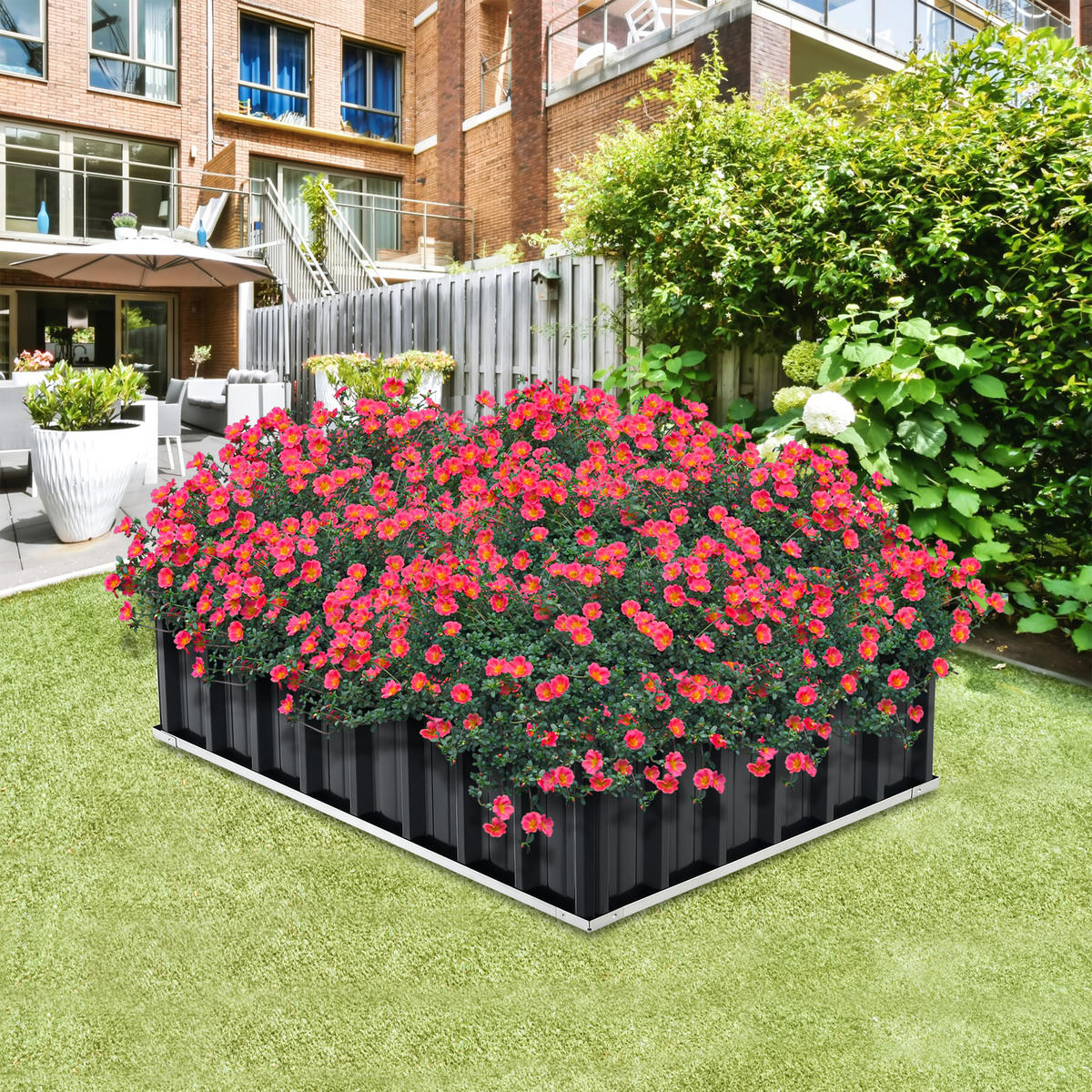 PFLANZBEET Zevenaar - Anthrazit, Metall (118/30/90cm) - [en.casa]