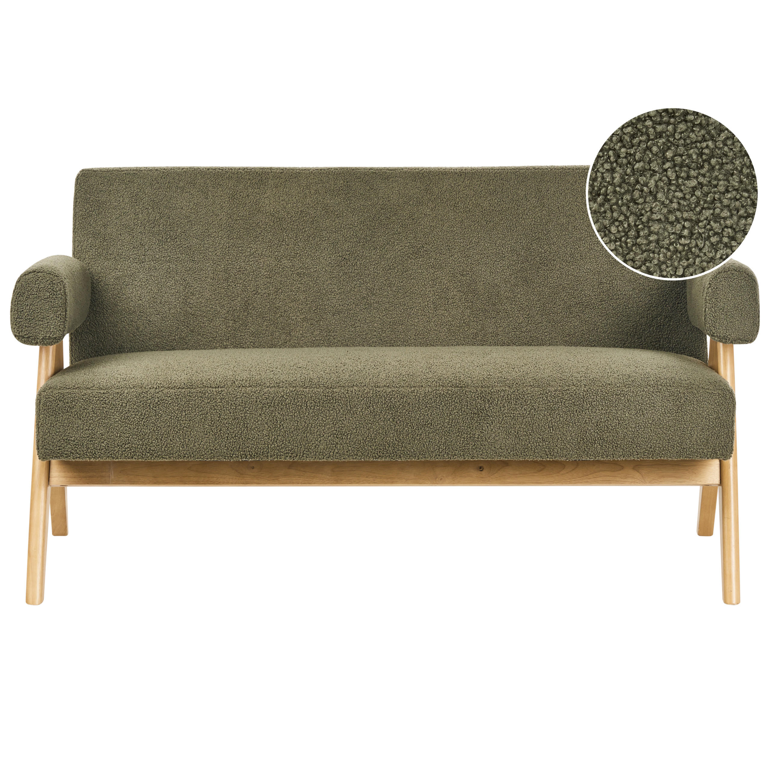 2-SITZER-SOFA Bouclé Grün/Hellbraun Tamre - Braun/Grün, Textil (148/79/78cm) - Beliani