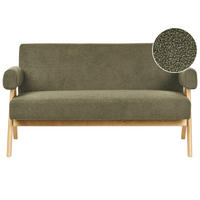 2-SITZER-SOFA Bouclé Grün/Hellbraun Tamre - Braun/Grün, Textil (148/79/78cm) - Beliani