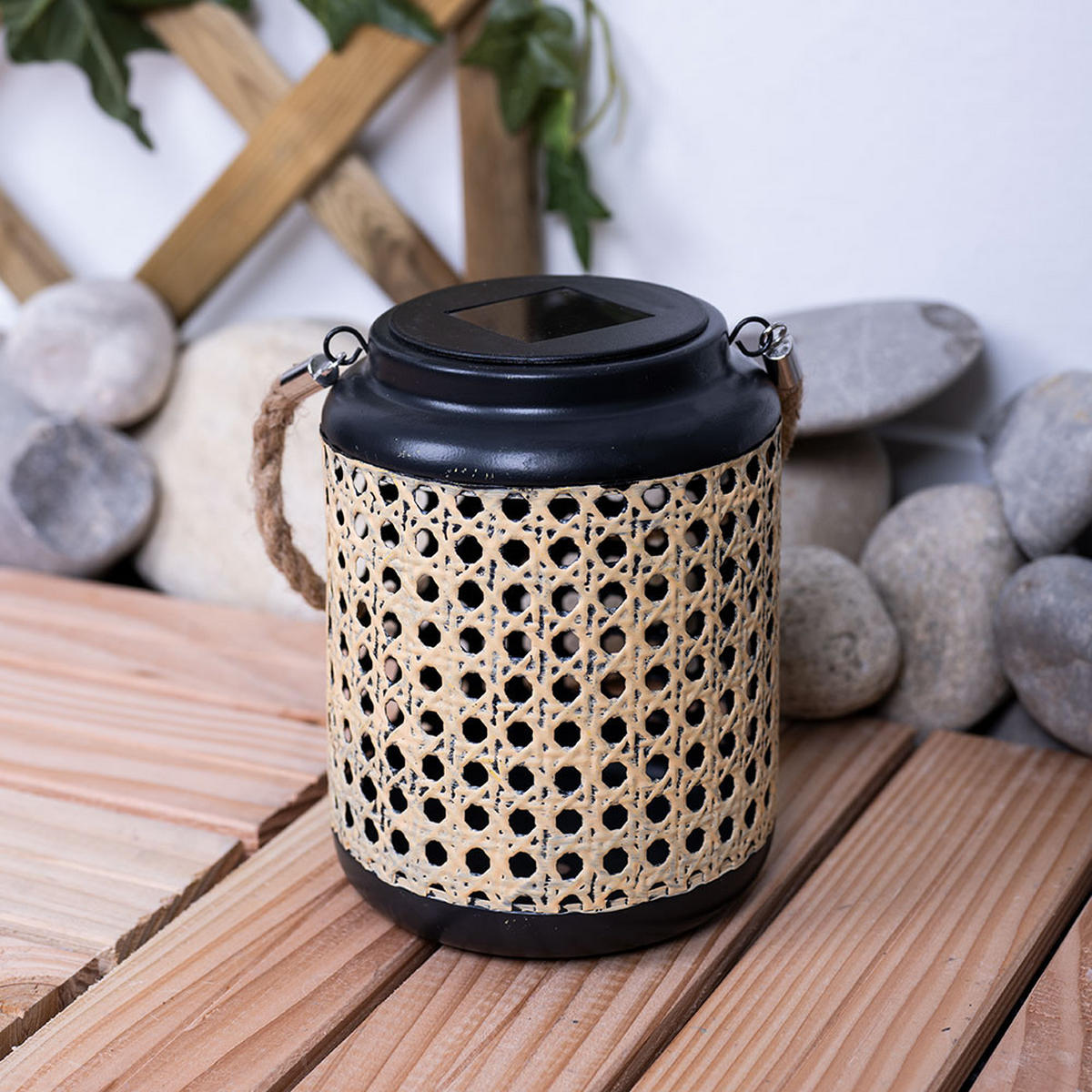 LED AUSSENLEUCHTE Bambusoptik Braun Hängend - Braun, Holz (12/12/30cm) - Globo Lighting