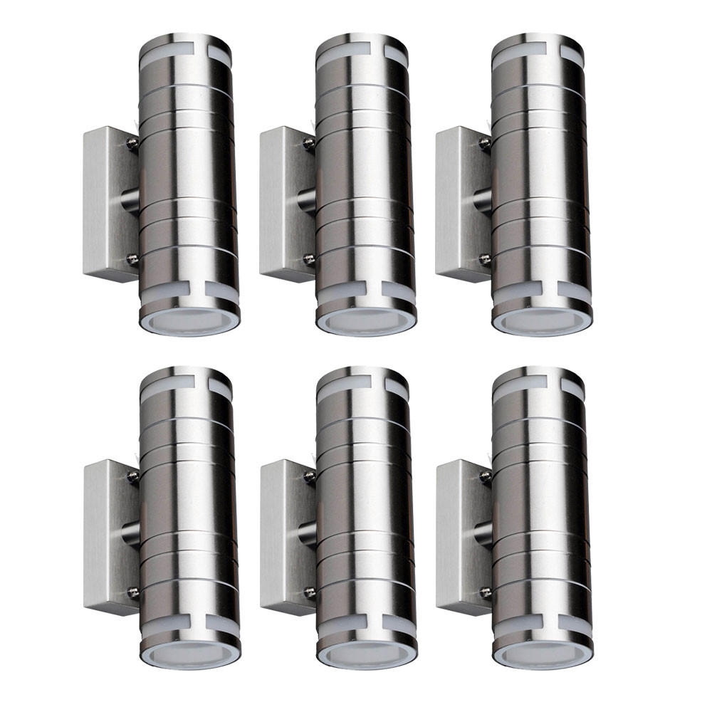 AUSSEN-WANDLAMPE Edelstahl Silber 6er Set - Silberfarben, Glas (6/17.8/11cm)
