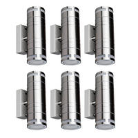 AUSSEN-WANDLAMPE Edelstahl Silber 6er Set - Silberfarben, Glas (6/17.8/11cm)