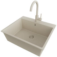 GRANITSPÜLE Riga, 2-er set Beige 58/50 cm 1 Becken + Küchenarmatur 32/20 cm + Ablauf-Set ab 60er Unterschrank - Beige, Kunststoff (58/20/50cm) - Primagran