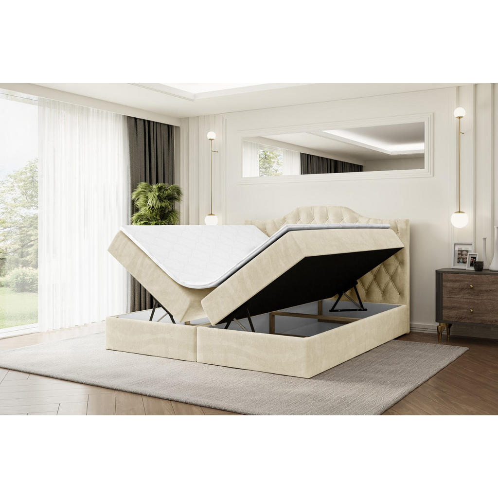 Thumbnail - Altdecor Boxbett, Beige, Holzwerkstoff, Höhe ca. 20 cm, 180x200 cm, Schlafzimmer, Betten, Boxspringbetten