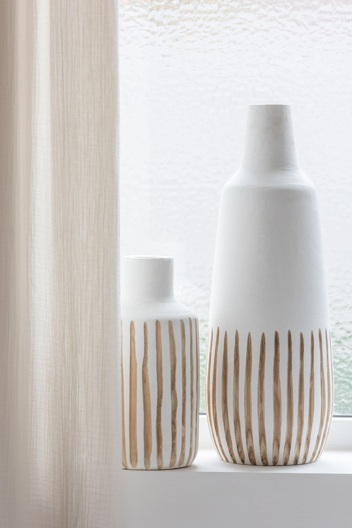 VASE YING - Holz - Weiß - S - Ø 18 cm - Weiß, Holz (33cm) - J-Line