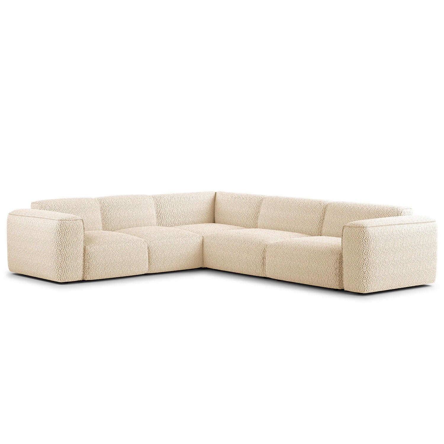 ECKSOFA mit Rundecke - Beige/Schwarz, Kunststoff/Textil (325/260cm) - home24