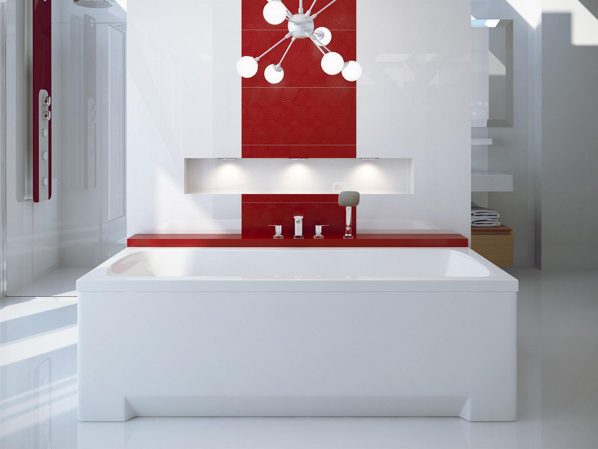 BADEWANNE Rechteck OPTIMA PREMIUM 160/70 mit Schürze Ablauf Füße - Weiß, Kunststoff (70/53.5/160cm) - bad land