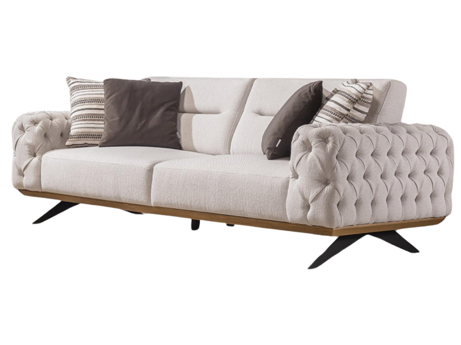 SOFA Havana 2-Sitzer Samt Creme - Beige, Textil/Metall (195/87/95cm) - Villa Möbel