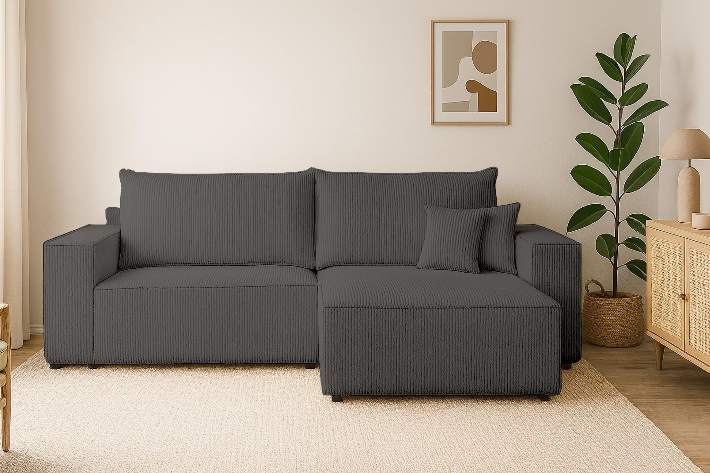 Thumbnail - Deine Möbel 24 Ecksofa, Anthrazit, Holz, Holzwerkstoff, Textil, L-Form, 255x153 cm, Wohnzimmer, Sofas & Couches, Wohnlan...