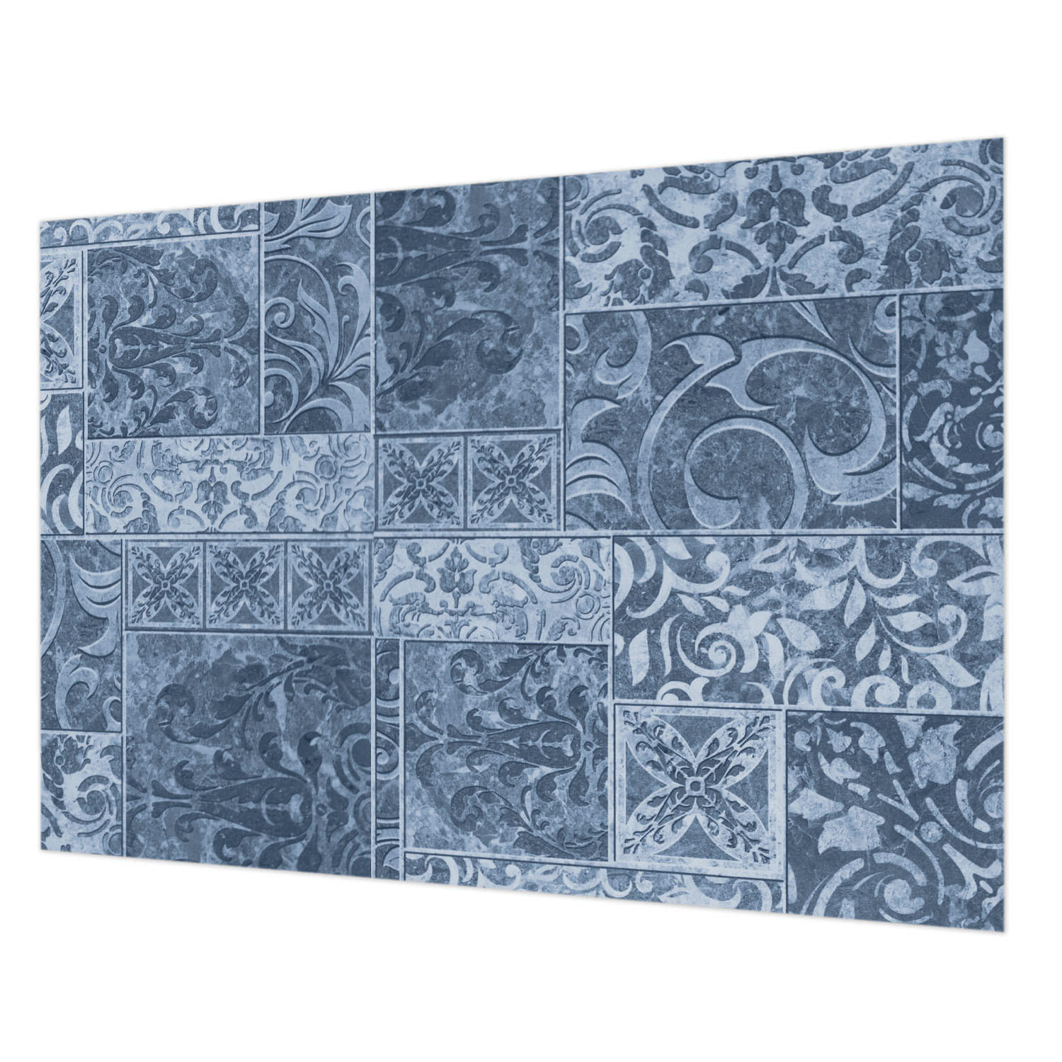 FOTOTAPETE 312x219 cm - Pflanzenornamente - Blau, Textil (312/219cm) - Wallfluent