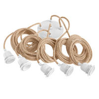 PENDELLEUCHTE Hang 5 Flammig Retro - Naturfarben/Weiß, Naturmaterialien (350/1/350cm) - HOOPZI