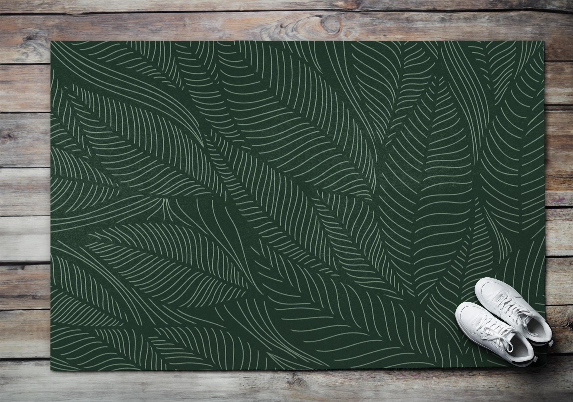 FUSSMATTE 150 x 100 cm Flora Muster - Waldgrün, Textil (150/100cm) - TULUP