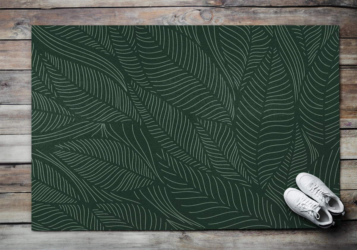 FUSSMATTE 150 x 100 cm Flora Muster - Waldgrün, Textil (150/100cm) - TULUP