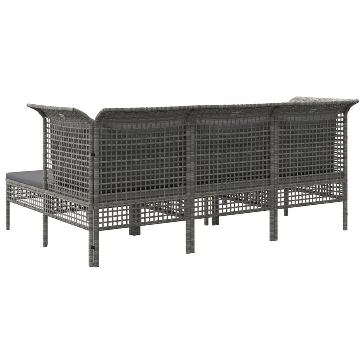 LOUNGEGARNITUR mit Hocker und Sofa, 185 cm, aus Poly Rattan, Grau, 5-teiliges Set - Grau, Kunststoff - vidaXL