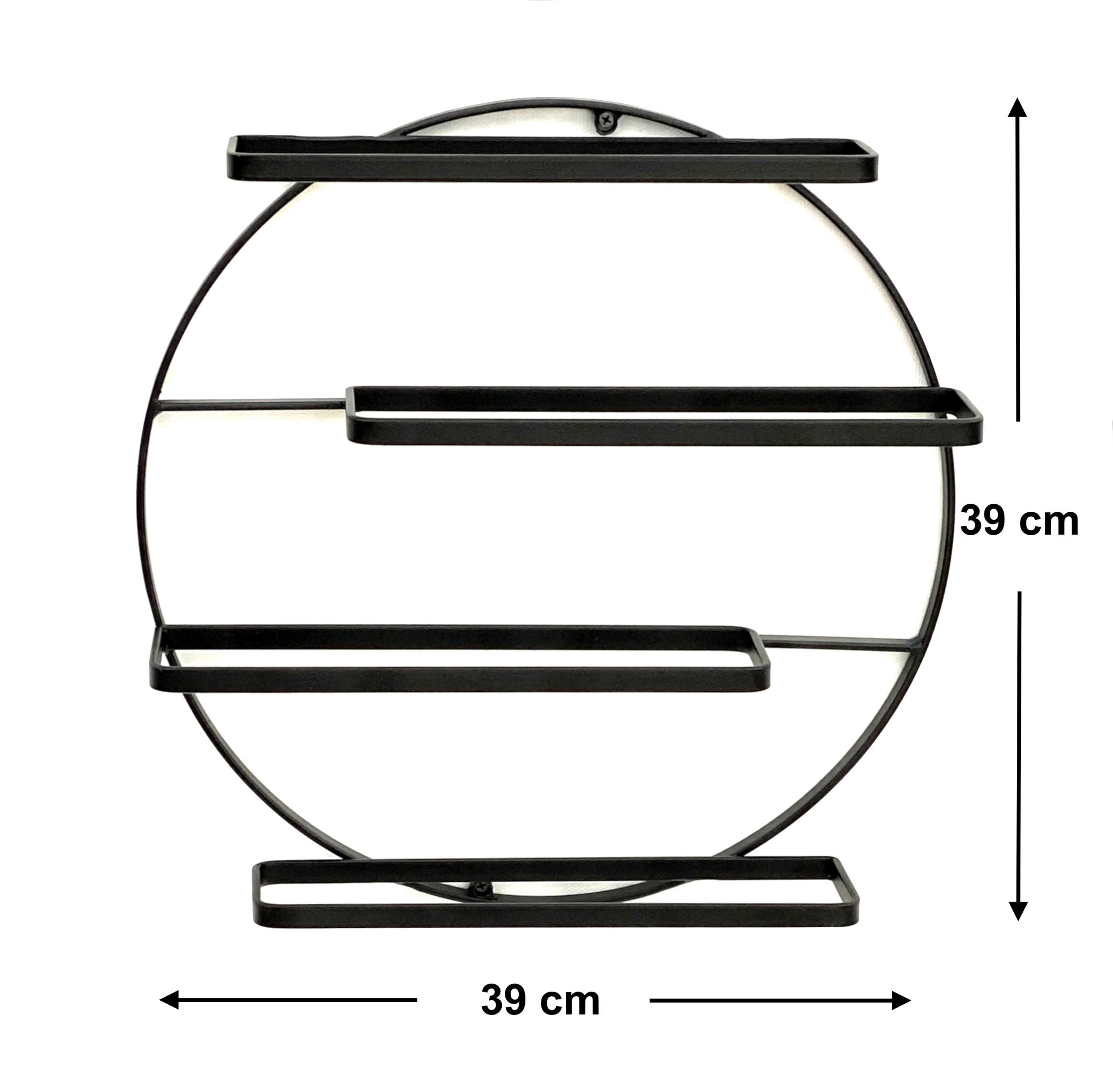 WEINREGAL Rund für 4 Flaschen Metall Wand Schwarz Andante - Schwarz, Metall (39/39/8.5cm) - DanDiBo