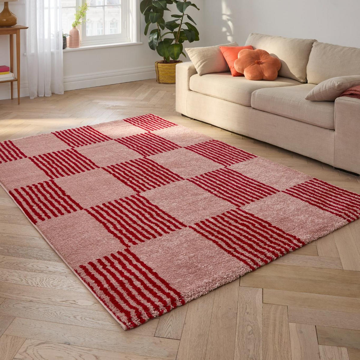 TEPPICH vintage mit blumenmuster rot Groovy 120x160 cm - Rot, Textil (120/160cm) - Nazar Rugs