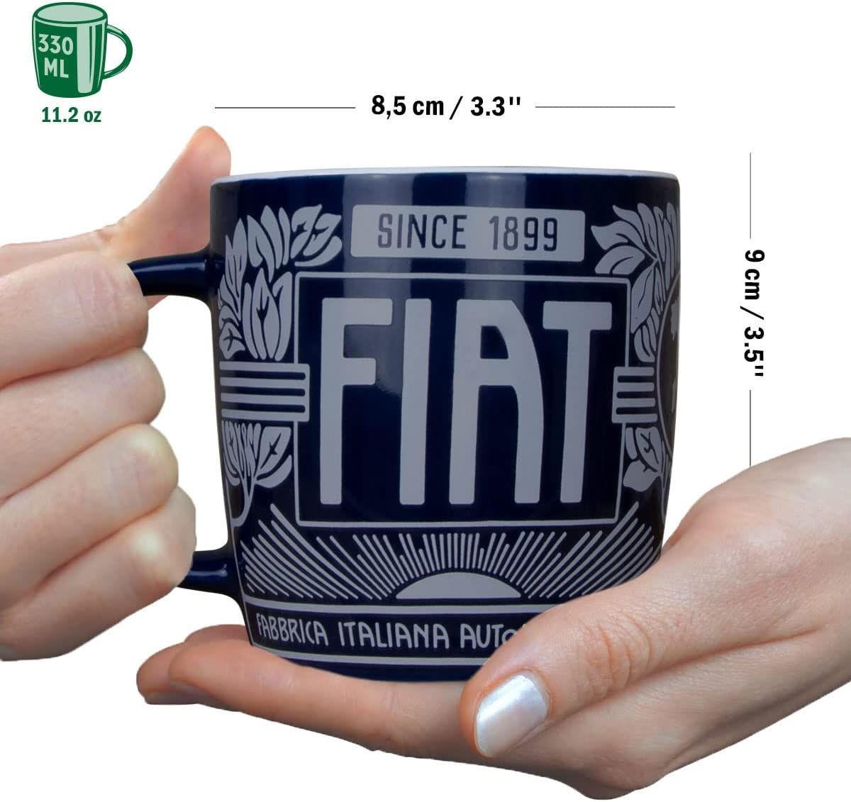 KAFFEETASSE 330 ml Fiat Fiat Since 1899 Logo Blue - Multicolor, Keramik (0.33L) - Nostalgic-Art