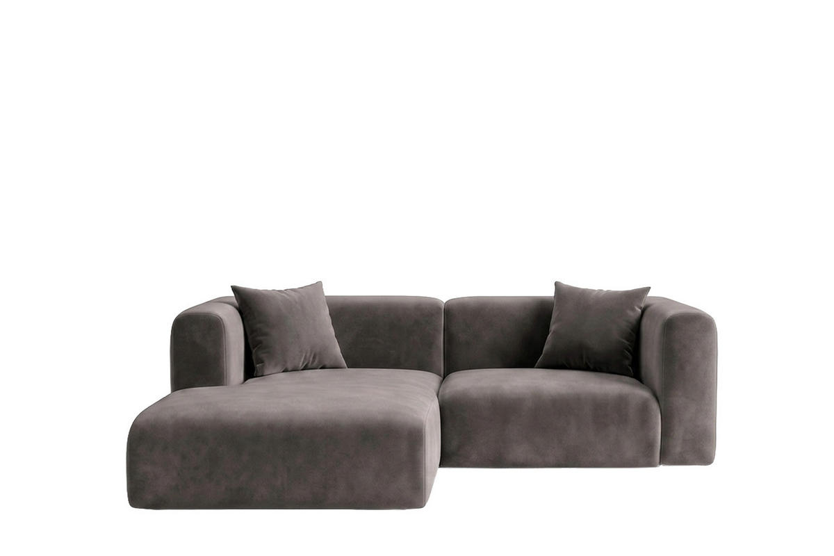 ECKSOFA L-Form mini, Velvet-Stoff Bluvel, Aschgrau, Links, GRETA - Grau, Holz (226/179cm) - Kaiser Möbel