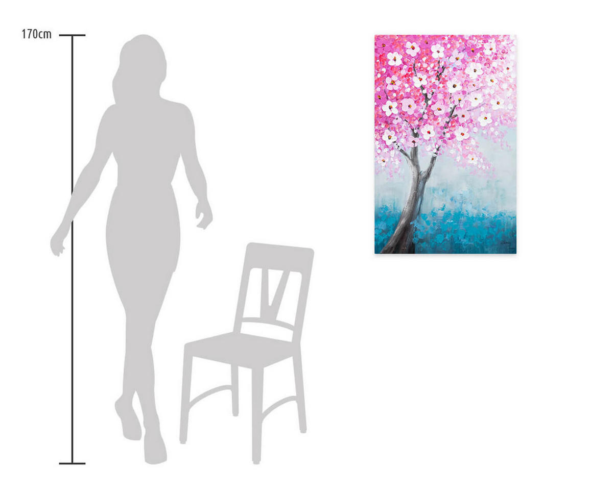 ACRYLBILD HANDGEMALT 60/90 cm - Blau/Pink, Holz/Textil (60/90cm) - KUNSTLOFT