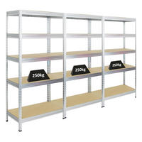 SCHWERLASTREGAL Rivet 3er-Set mit 3x 180x90x45 cm Fachlast 250 kg Verzinkt - Silberfarben, Metall (270/180/45cm) - PROREGAL