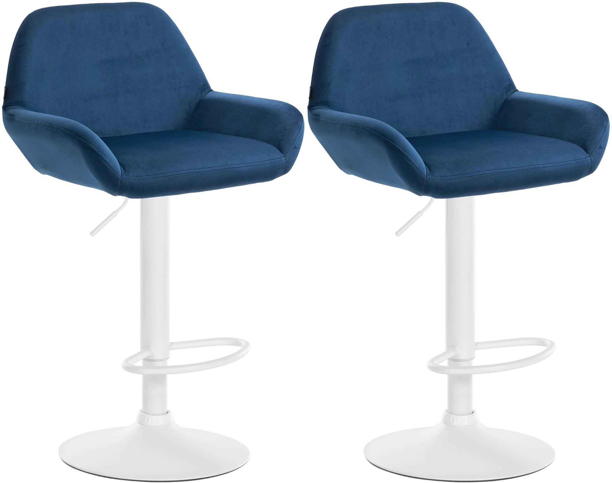 BARHOCKER 2er Set Samt blau - Blau/Weiß, Textil/Metall (51/89/52cm) - CLP