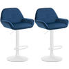 BARHOCKER 2er Set Samt blau - Blau/Weiß, Textil/Metall (51/89/52cm) - CLP