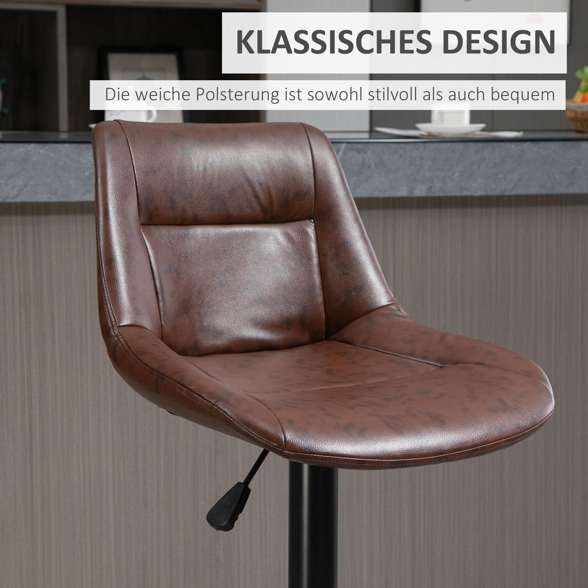 BARHOCKER, Kunstleder, Stahl, Braun - Braun, Kunststoff (50/108/46.5cm) - HOMCOM