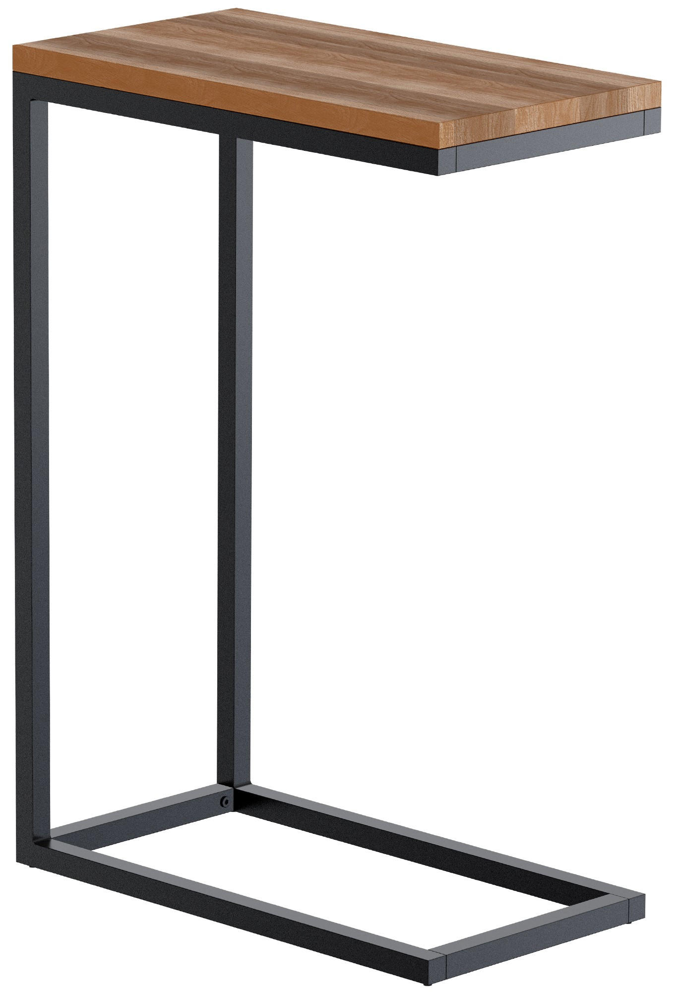 BEISTELLTISCH eckig 46/25/67 cm Holz Eiche - Eichefarben/Schwarz, Holz/Metall (25/46/67cm) - CLP