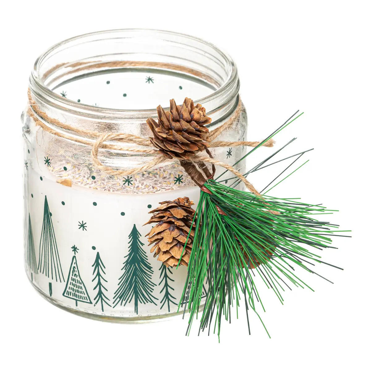 WEIHNACHTSKERZE mit Schmuck 9,5/9,5/10 cm - Rot, Glas (9.5/10/9.5cm) - Atmosphera Createur d´interieur