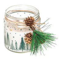 WEIHNACHTSKERZE mit Schmuck 9,5/9,5/10 cm - Rot, Glas (9.5/10/9.5cm) - Atmosphera Createur d´interieur