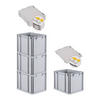 EUROBOX 4x Nextgen Economy Mit Scharnierdeckel Grau/Gelb Griffe Geschlossen 30 Liter - Gelb, Kunststoff (30/32/40cm) - PROREGAL