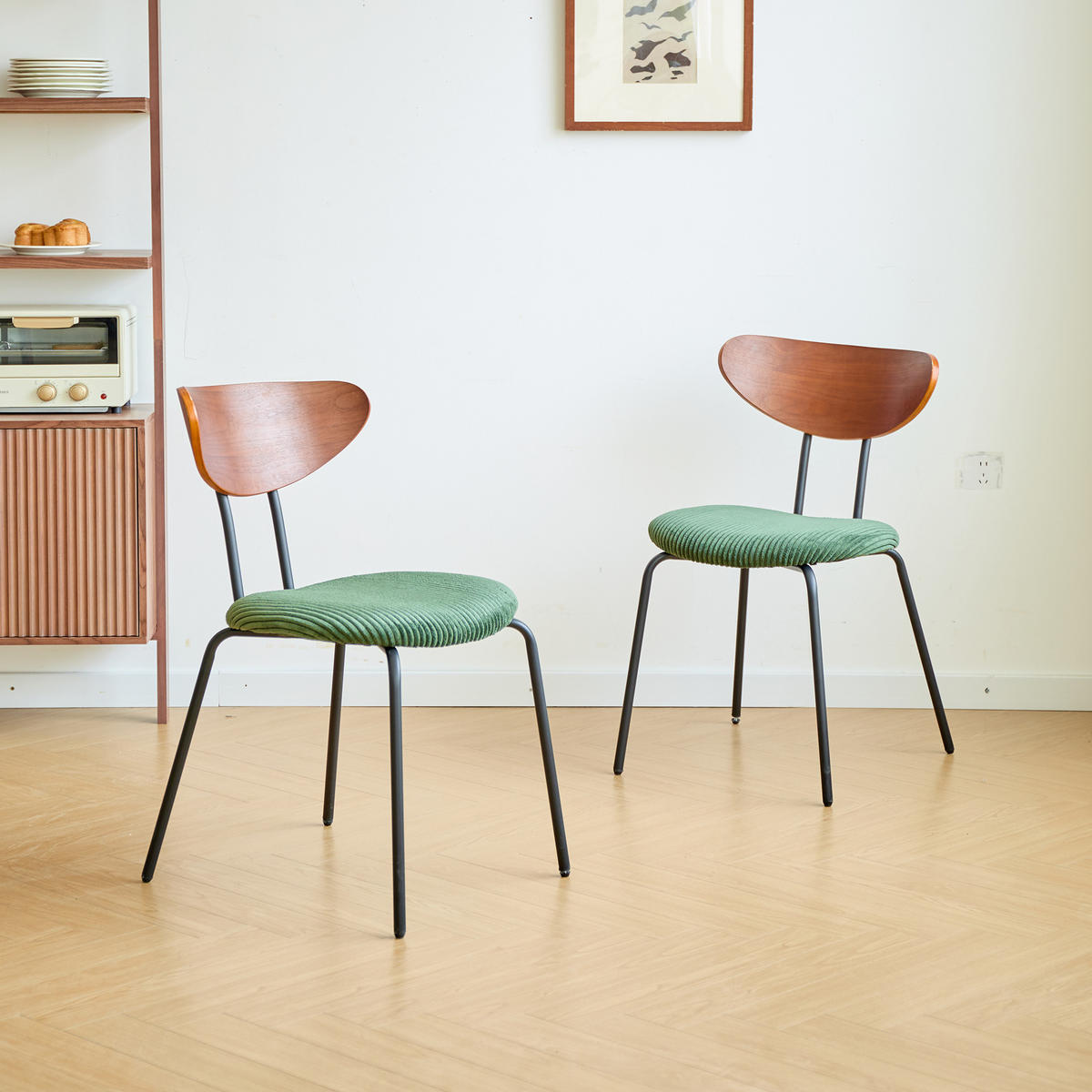STUHL 2er-Set Stoff Grün - Grün, Textil (48.5/81/57cm) - Nordlys