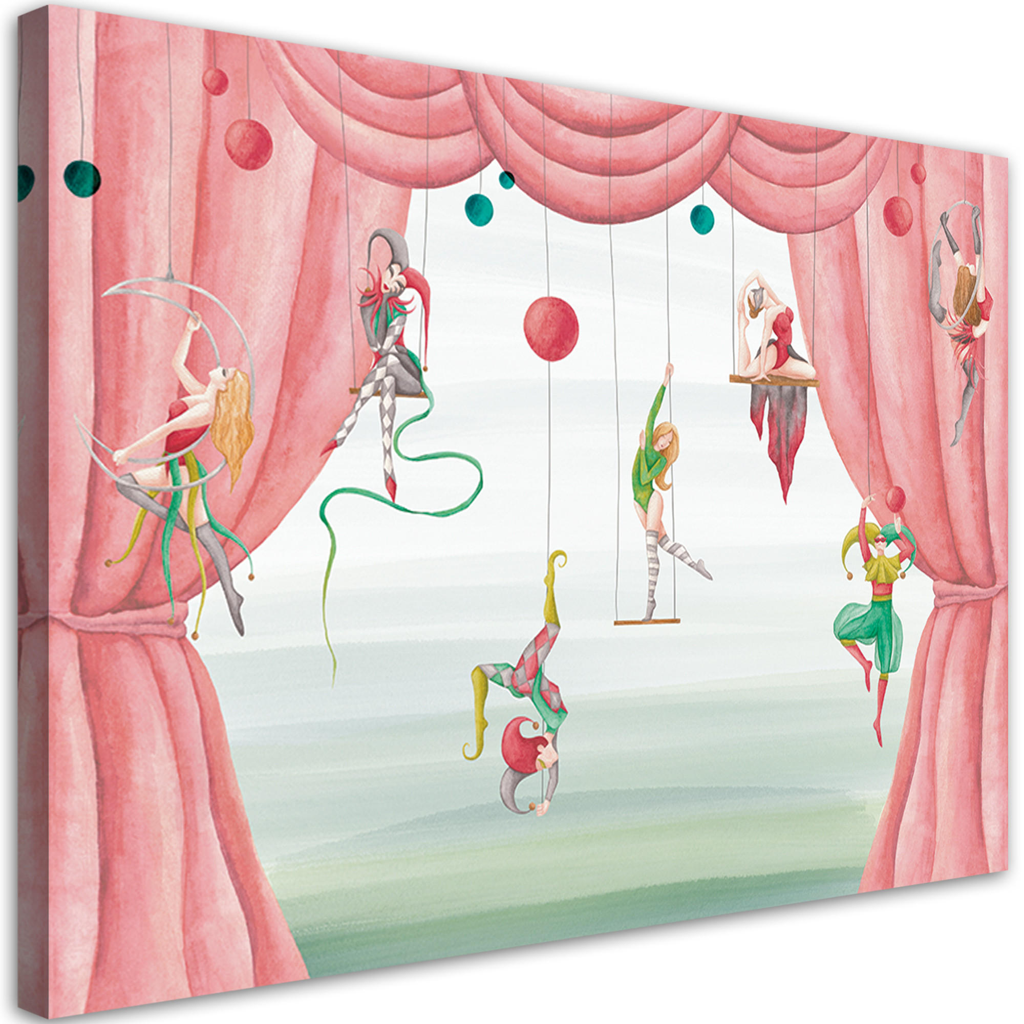 WANDBILD zirkusakrobat - Rot, Textil (60/40cm) - Feeby