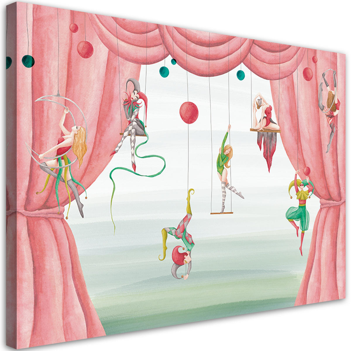 WANDBILD zirkusakrobat - Rot, Textil (60/40cm) - Feeby