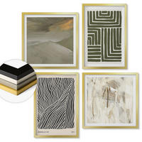 WANDBILDER 4er Set - 50x50 cm & 40x60 cm Goldrahmen - Formmuster in Grün - Goldfarben, Kunststoff (50/50cm) - ArtPrintCave
