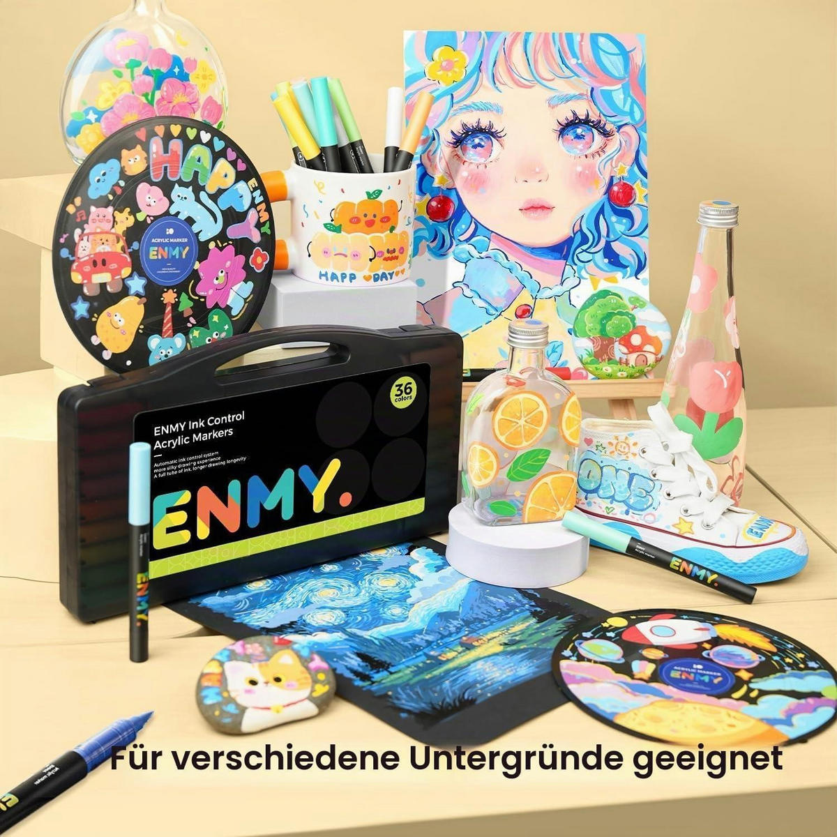 ACRYLFARBEN-MARKER 60 Stück Set - Multicolor, Kunststoff (1/1/14cm)