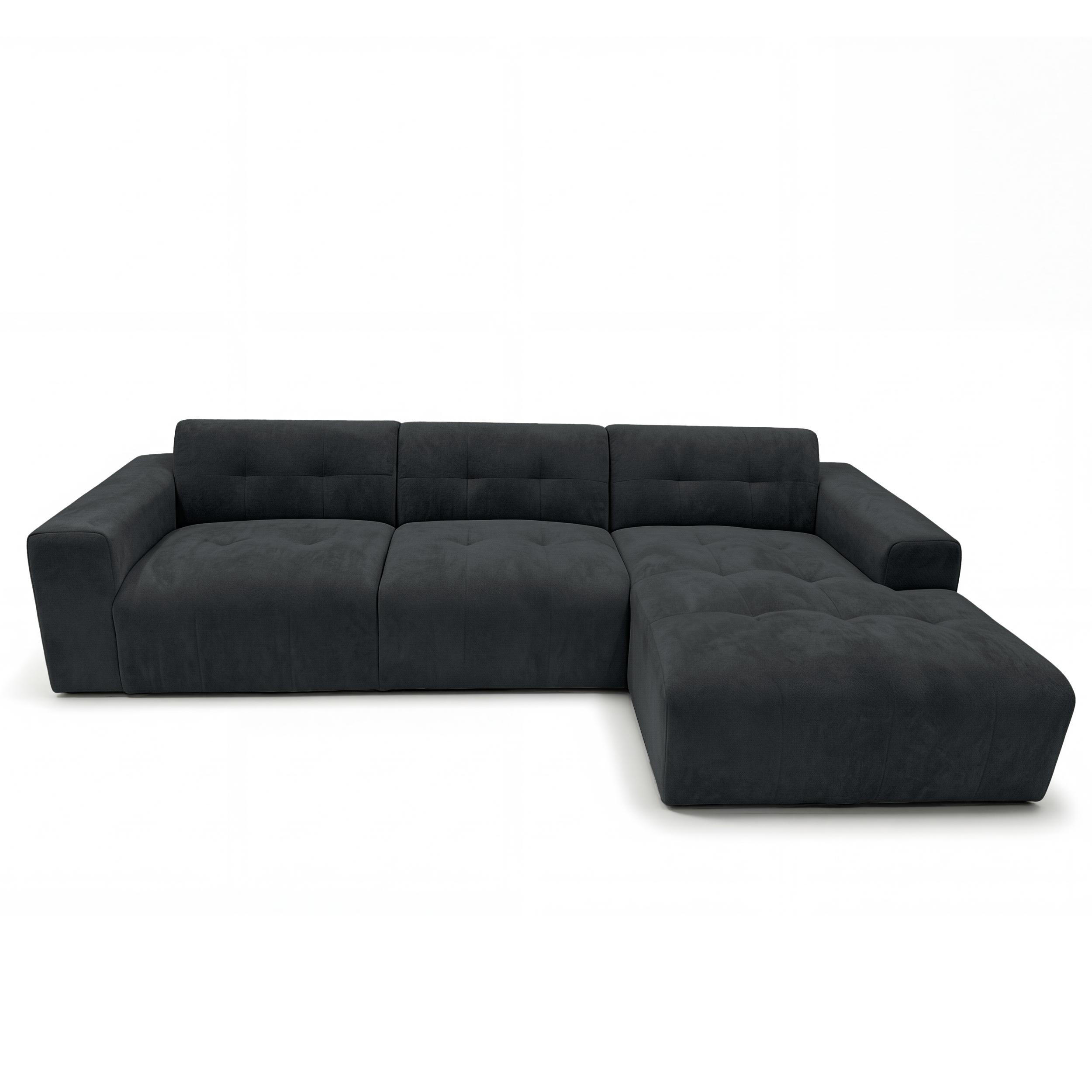 ECKSOFA L Form Corlu Schwarz 310/165/78 cm – stilvolle kleine Eckcouch Rechts - Schwarz, Kunststoff/Textil (165/310cm) - AX Living