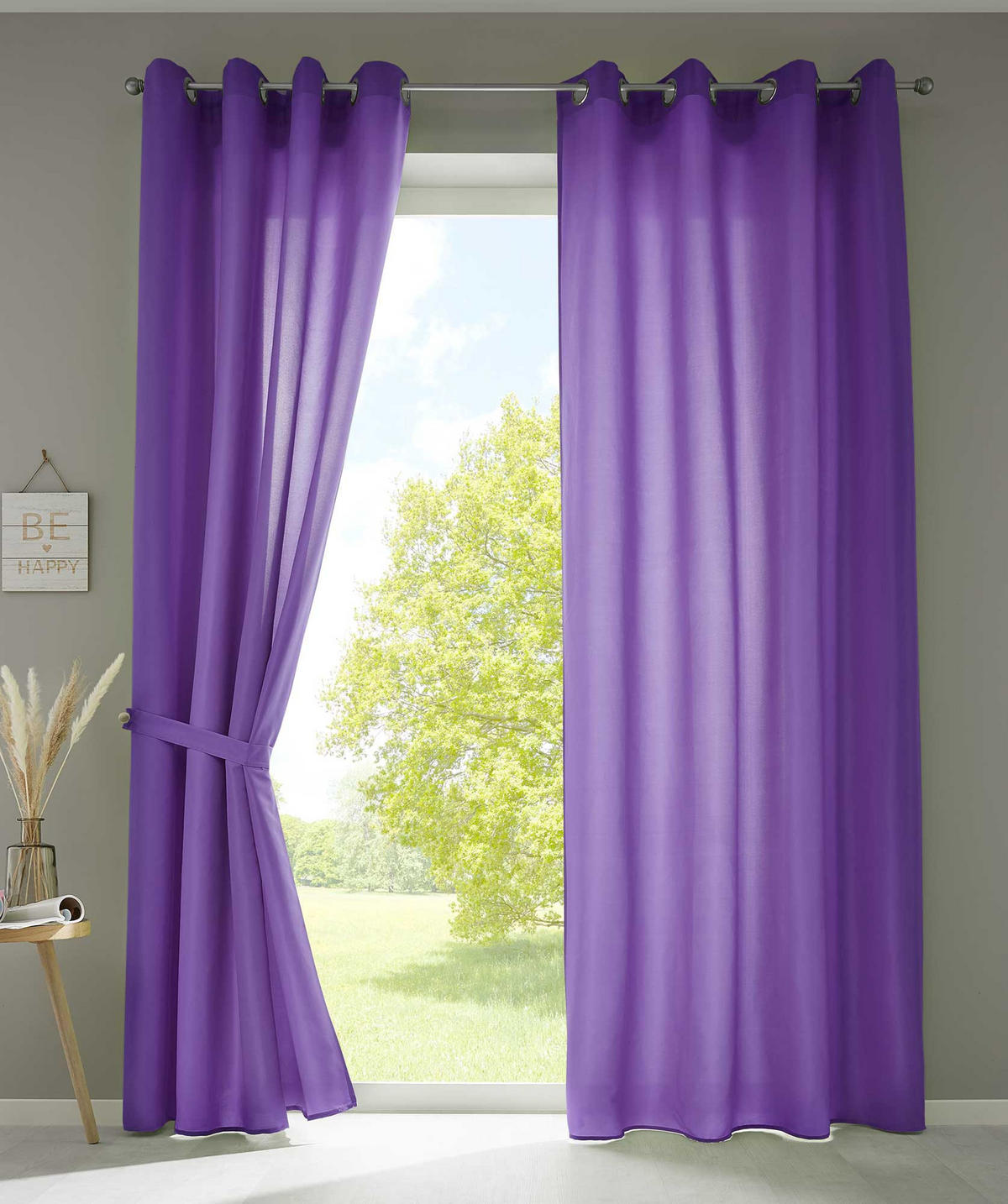 VORHANG 2ER SET BERLIN HxB 225x140cm Lila - Lila, Textil (140/225/225cm) - Gardinenbox