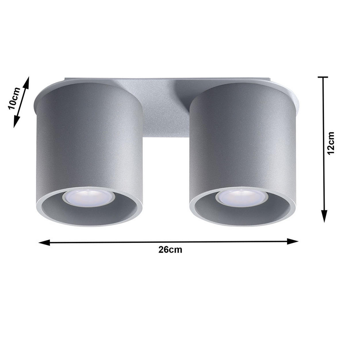 DECKENLEUCHTE Aluminium Grau 2-flammig - Grau, Metall (26/10/12cm)