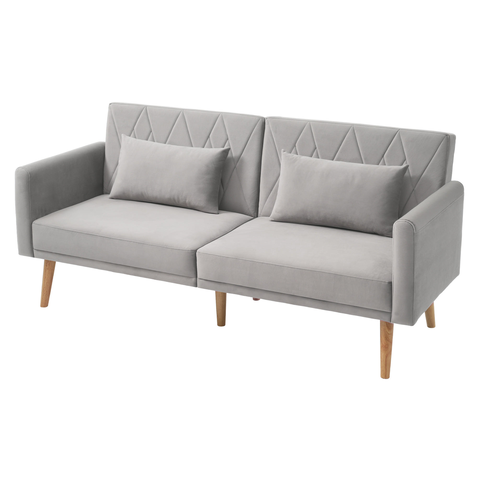 SCHLAFSOFA Samt mit verstellbarer Rückenlehne und Armlehnen Grau 180/75/82 cm - Grau, Textil (82/75/180cm) - Redom