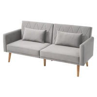 SCHLAFSOFA Samt mit verstellbarer Rückenlehne und Armlehnen Grau 180/75/82 cm - Grau, Textil (82/75/180cm) - Redom
