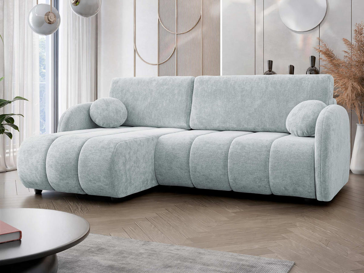 ECKSOFA Zara 2rLC - Hellgrau/Schwarz, Holz/Kunststoff (233/160cm) - MIRJAN24