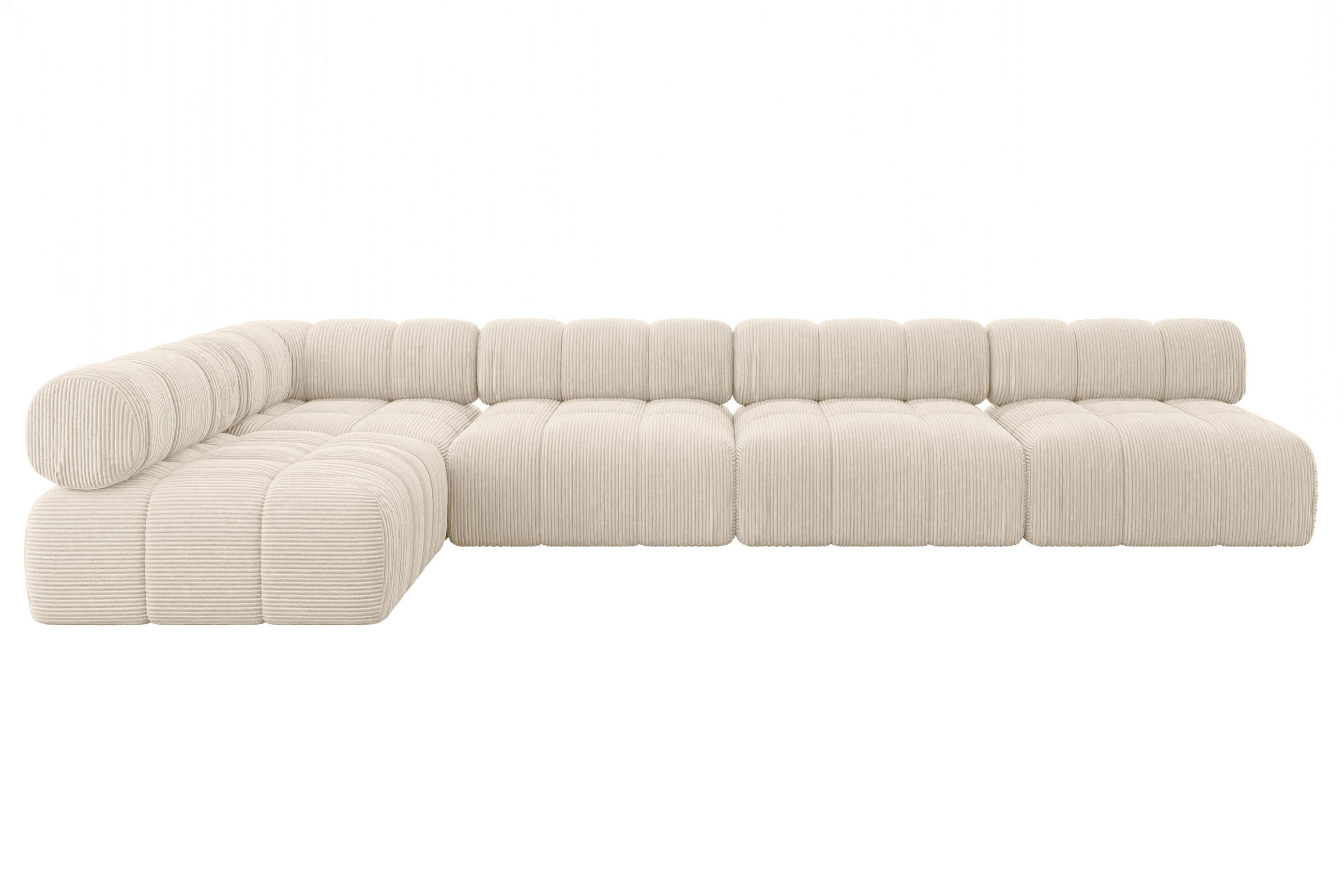 ECKSOFA modulares Sofa Samaro-L3 - 380x190x70 cm Beige Cord - Beige, Holzwerkstoff/Textil (380/190cm) - ALTDECOR