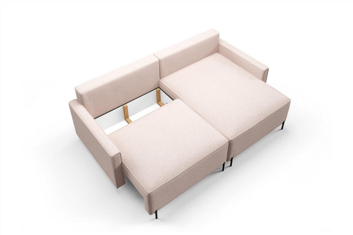 ECKSOFA Braga Mit Schlaffunktion - Creme, Holzwerkstoff/Textil (229/148cm) - Fun Möbel