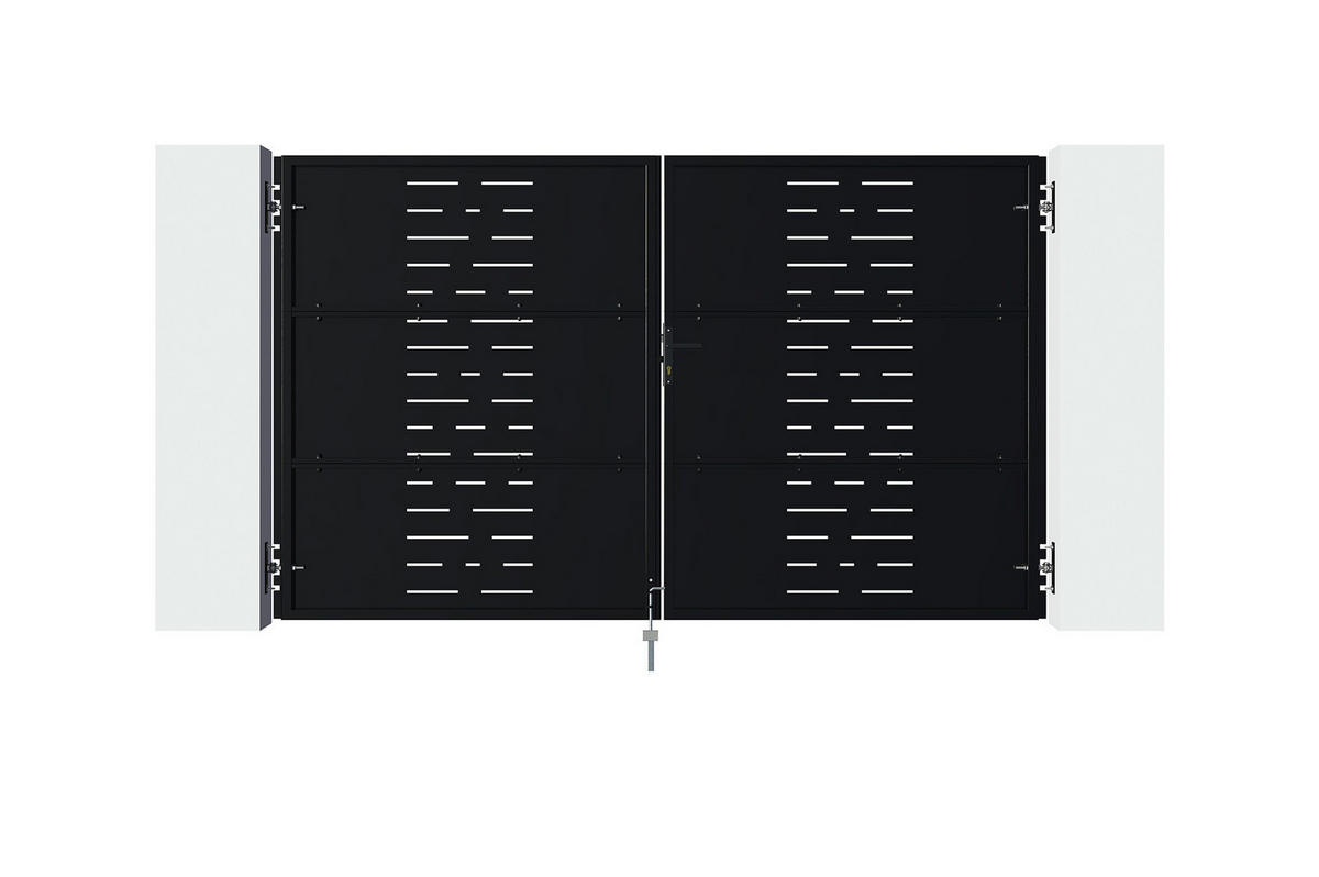 STAHLFLÜGELTOR Nali Arlberg Mattschwarz 3m H.180cm - Schwarz, Metall (293/180cm) - Casanoov