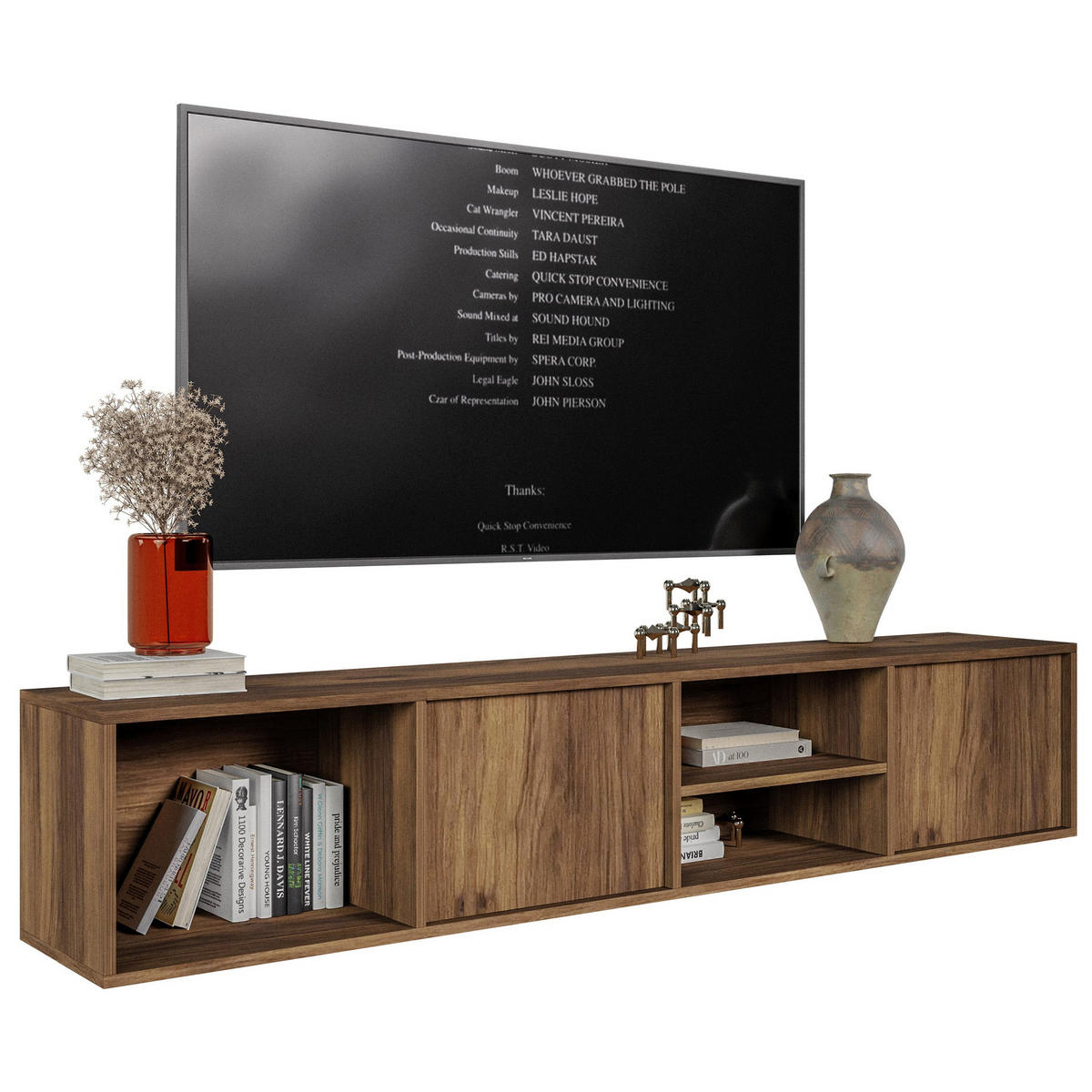 TV-STOLÍK Sanva Orech warmia 200 cm - tmavohnedá, kompozitné drevo (200/40/35cm) - Selsey