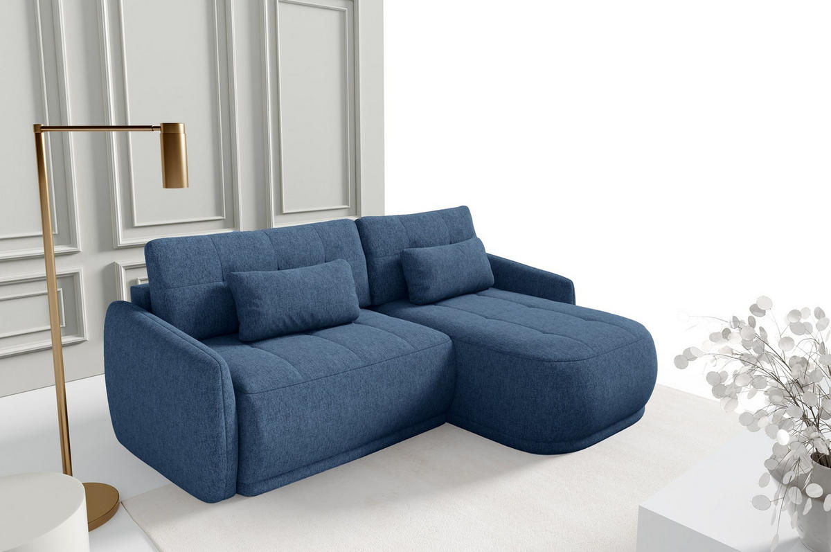 ECKSOFA Krabi Dunkelblau, mit Schlaffunktion - Dunkelblau, Textil (240/167cm) - Bettso