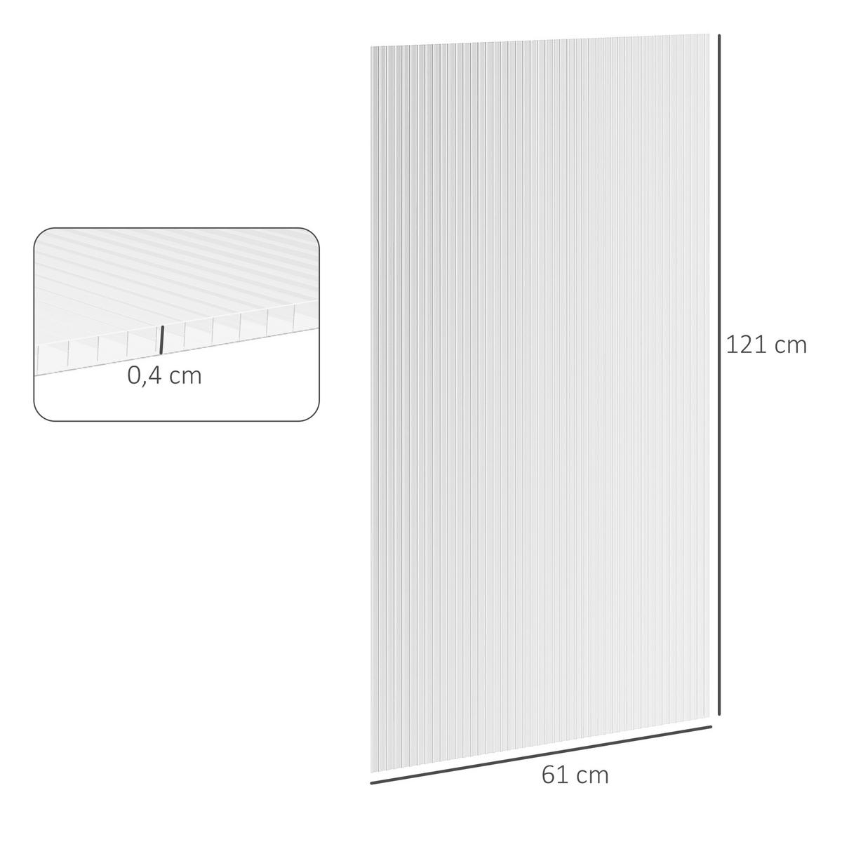 GEWÄCHSHAUS Transparent Hohlkammerplatten 14er-Set 121/61/0,4 cm - Transparent, Kunststoff (121/0.4/61cm) - PANGIVO